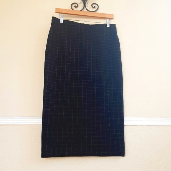 NEW Sanctuary Midi Pencil Skirt in Black Grid Medium - Picture 2 of 9